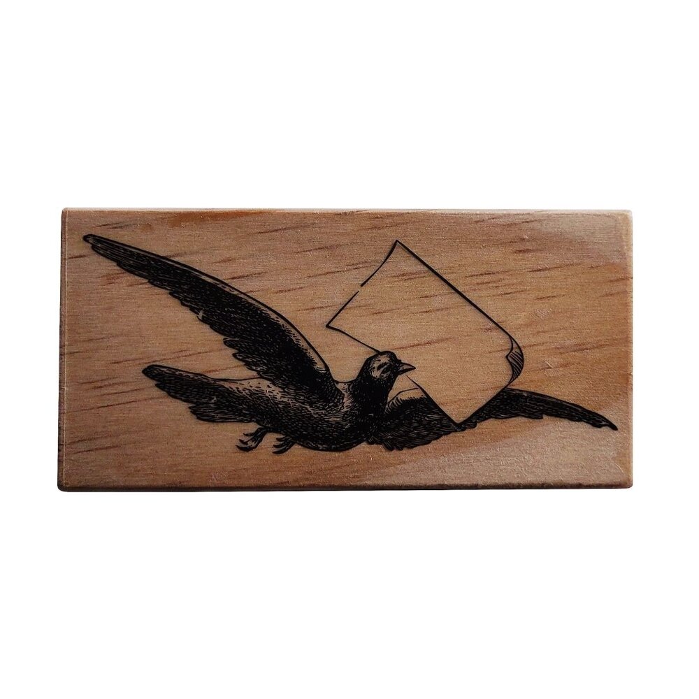 Bird & Envelope Wooden Rubber Stamp
